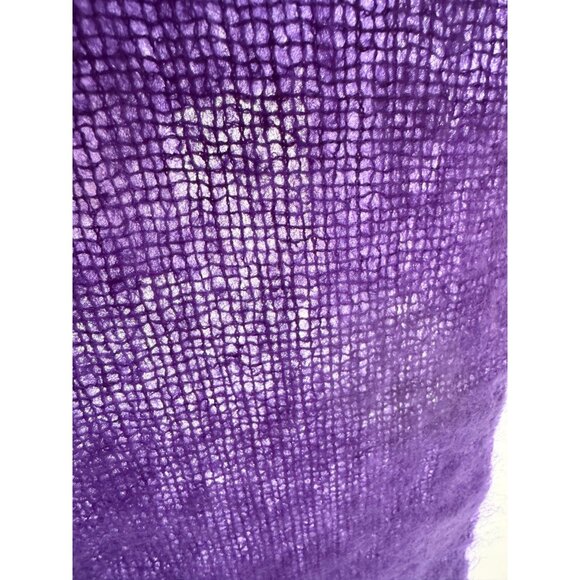 ROYAL SCOT Purple Mohair Wool Blend Knit Fringed Rectangle Scarf - Picture 8 of 10